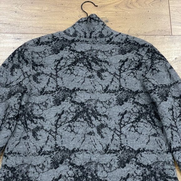 Eileen Fisher Cardigan Sweater Womens Small Wool Blend Grey Black Pockets Open - Picture 9 of 13